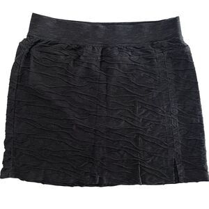 Toad&Co Black Textured Organic Cotton Skirt with Side Slit, Size Medium